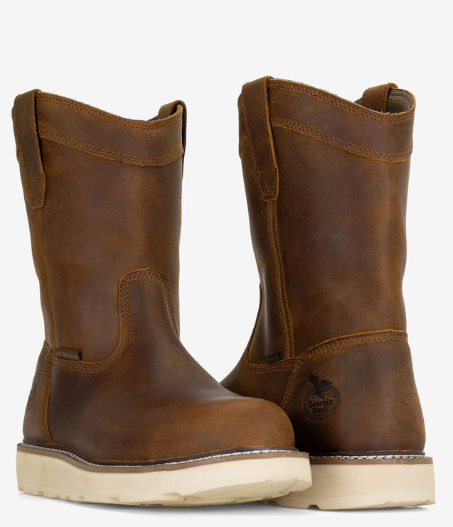 Georgia Boot Core 37 10" Steel Toe Waterproof Pull-On Wedge Boot - Brown