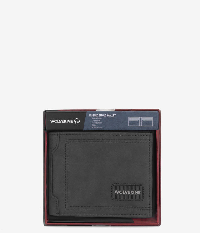 Wolverine Rugged Bifold Leather Wallet - Black