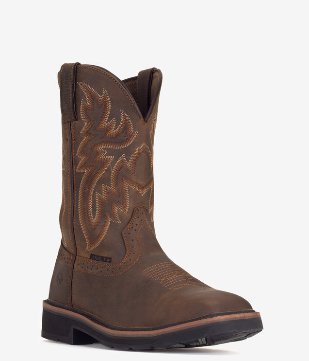 Wolverine Rancher Square Toe Safety Toe Wellington Boot - Brown