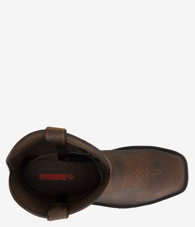 Wolverine Rancher Square Toe Safety Toe Wellington Boot - Brown