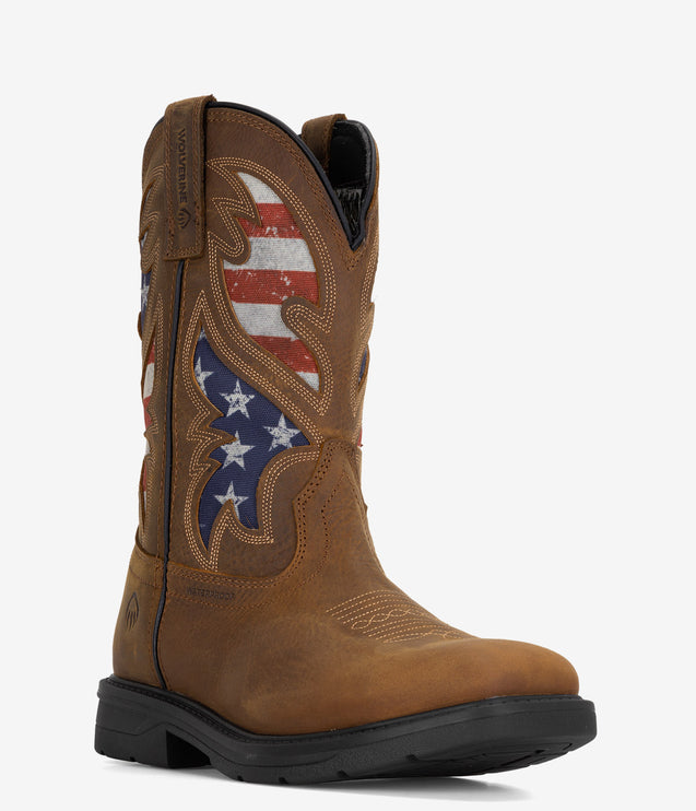 Wolverine Rancher Flag Steel Toe Wellington Work Boot - Brown