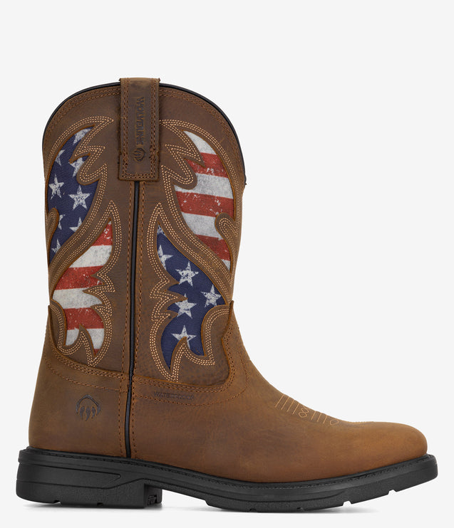 Wolverine Rancher Flag Steel Toe Wellington Work Boot - Brown