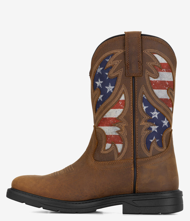 Wolverine Rancher Flag Steel Toe Wellington Work Boot - Brown