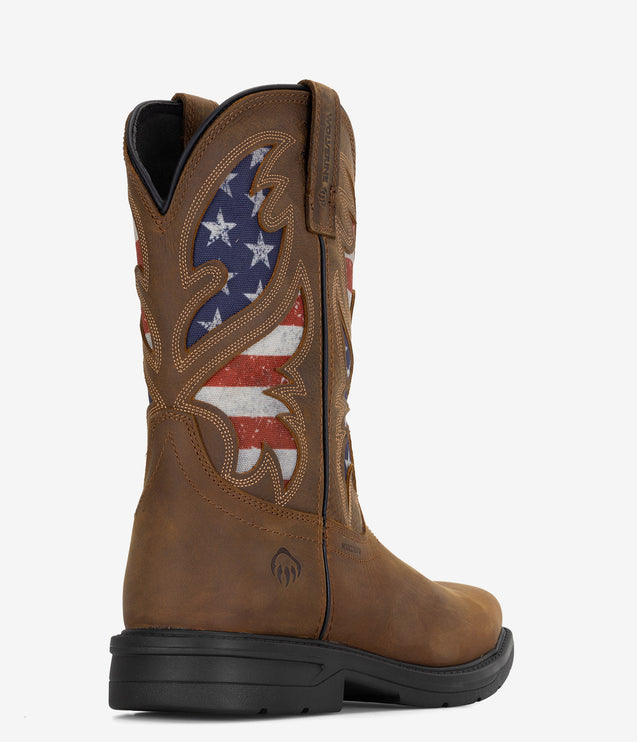 Wolverine Rancher Flag Steel Toe Wellington Work Boot - Brown