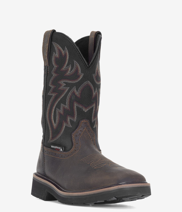 Wolverine Rancher Square Toe Waterproof Wellington Boot - Black/Brown