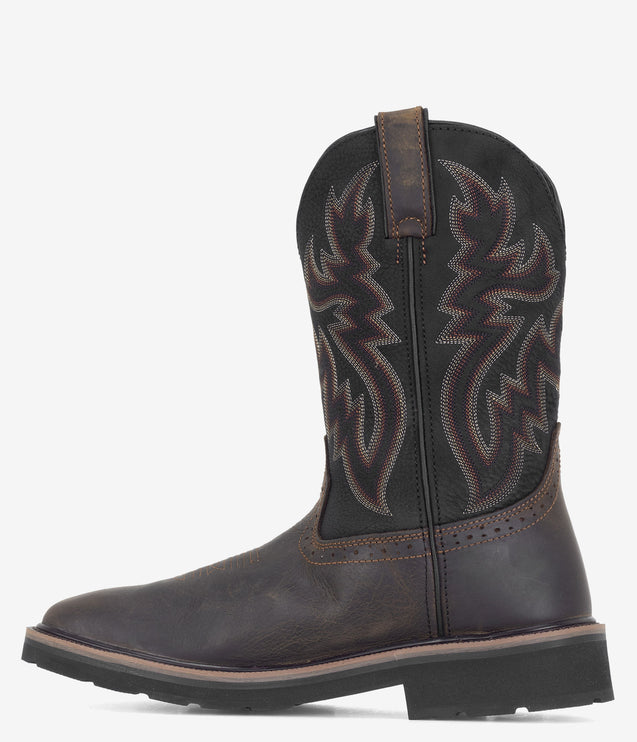 Wolverine Rancher Square Toe Waterproof Wellington Boot - Black/Brown