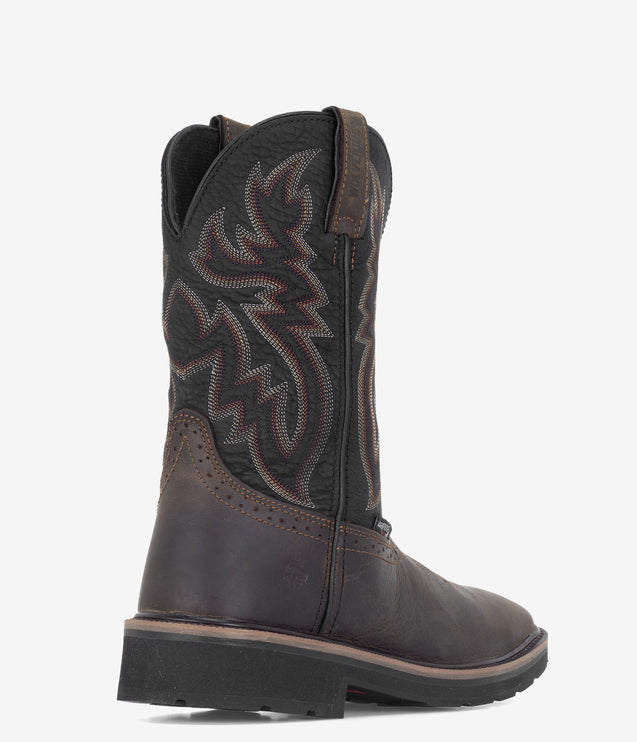 Wolverine Rancher Square Toe Waterproof Wellington Boot - Black/Brown
