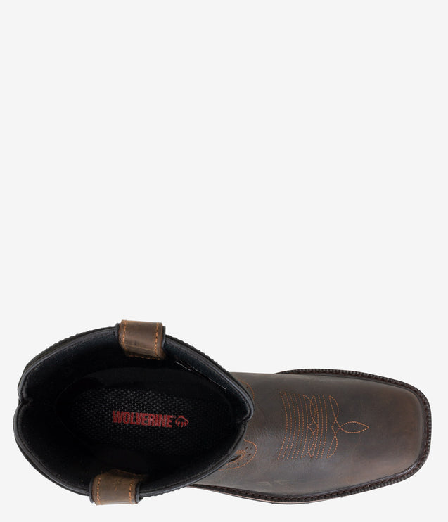 Wolverine Rancher Square Toe Waterproof Wellington Boot - Black/Brown