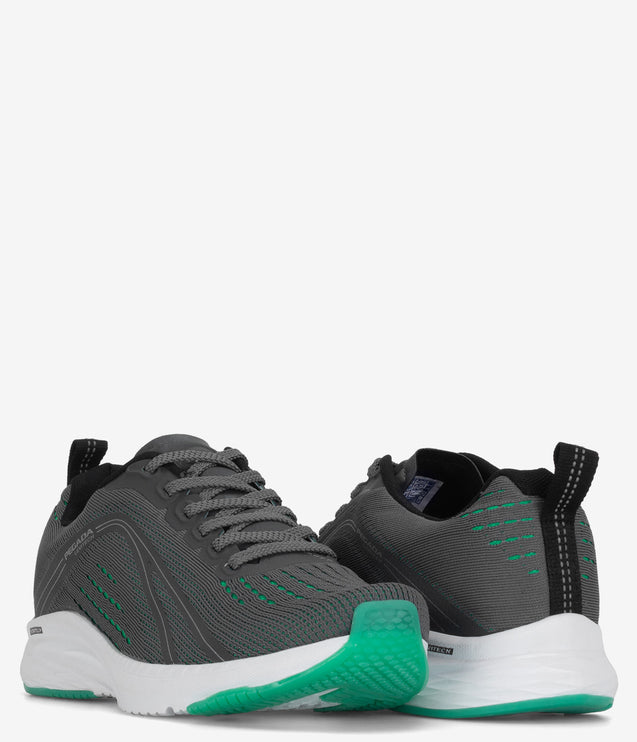 Pegada Sport Elev Knit Athletic Shoe - Grey/Green