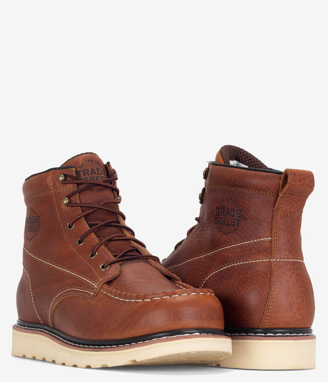 Trade Street Foundation Wedge Steel Toe Work Boot - Brown
