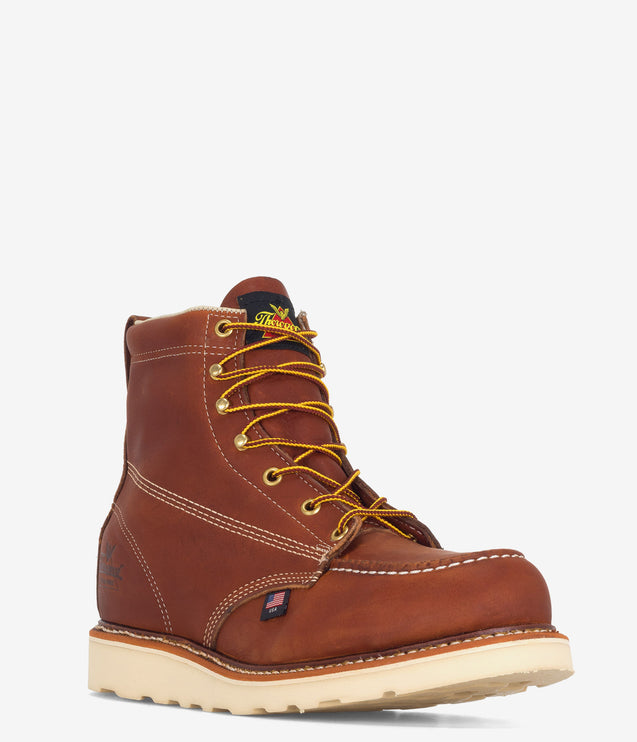 Thorogood American Heritage 6" Safety Toe Moc Toe MAXWear Wedge - Brown