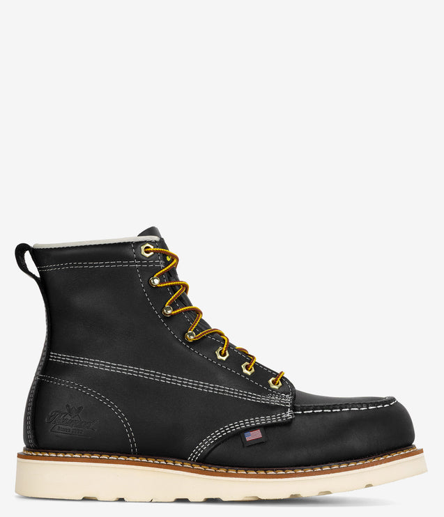 Thorogood American Heritage 6" Safety Toe Moc Toe MAXWear Wedge - Black