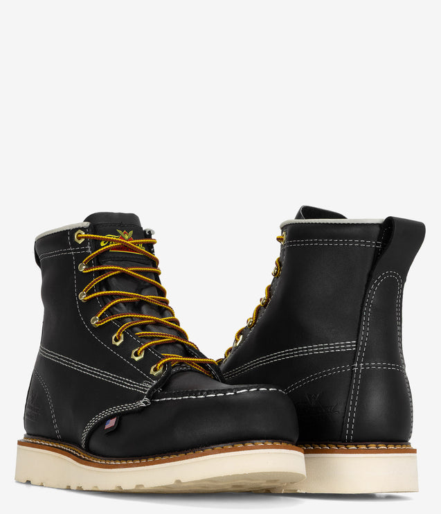 Thorogood American Heritage 6" Safety Toe Moc Toe MAXWear Wedge - Black