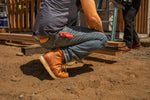Moc toe work boots on the jobsite