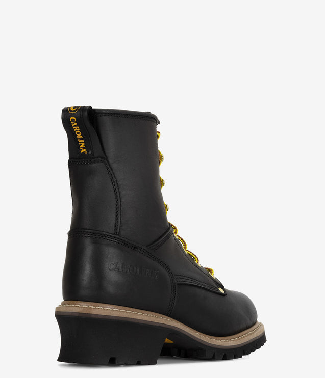 Carolina Elm 8" Steel Toe Unlined Logger Boot - Black