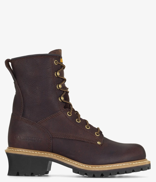 Carolina Elm 8" Leather Logger Boot - Brown