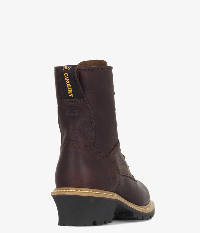 Carolina Elm 8" Leather Logger Boot - Brown