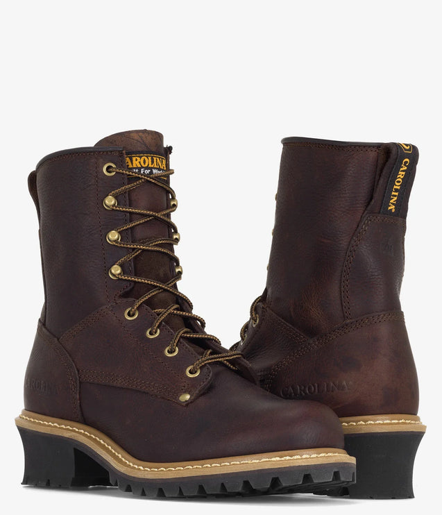 Carolina Elm 8" Leather Logger Boot - Brown