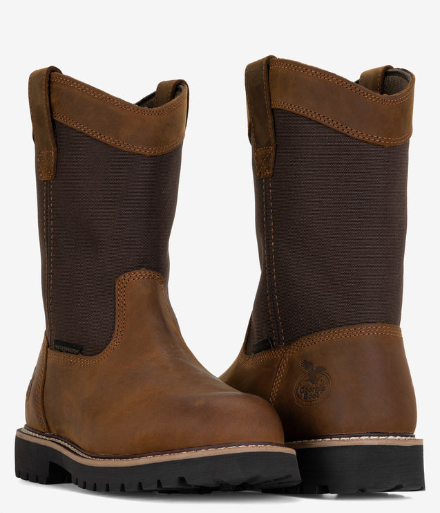 Georgia Boot Core 37 Steel Toe Waterproof Wellington Work Boot - Brown