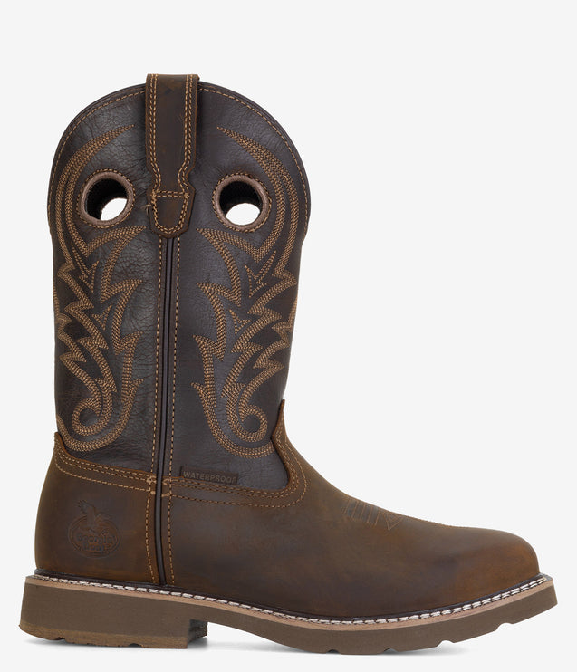 Georgia Boot Core 37 Western 11" Steel Toe Waterproof Pull-On Boot - Brown