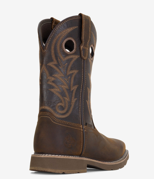 Georgia Boot Core 37 Western 11" Steel Toe Waterproof Pull-On Boot - Brown