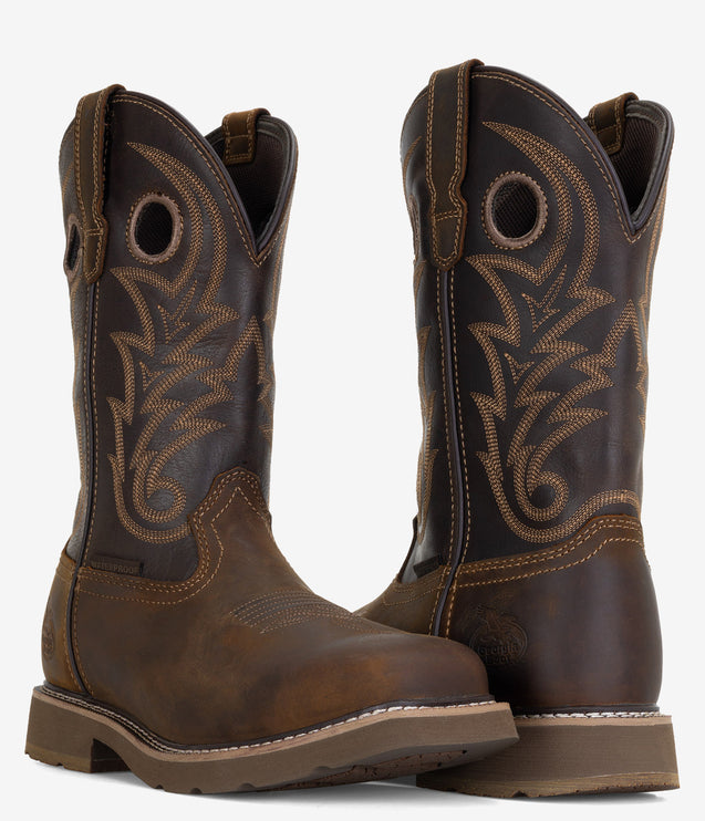 Georgia Boot Core 37 Western 11" Steel Toe Waterproof Pull-On Boot - Brown