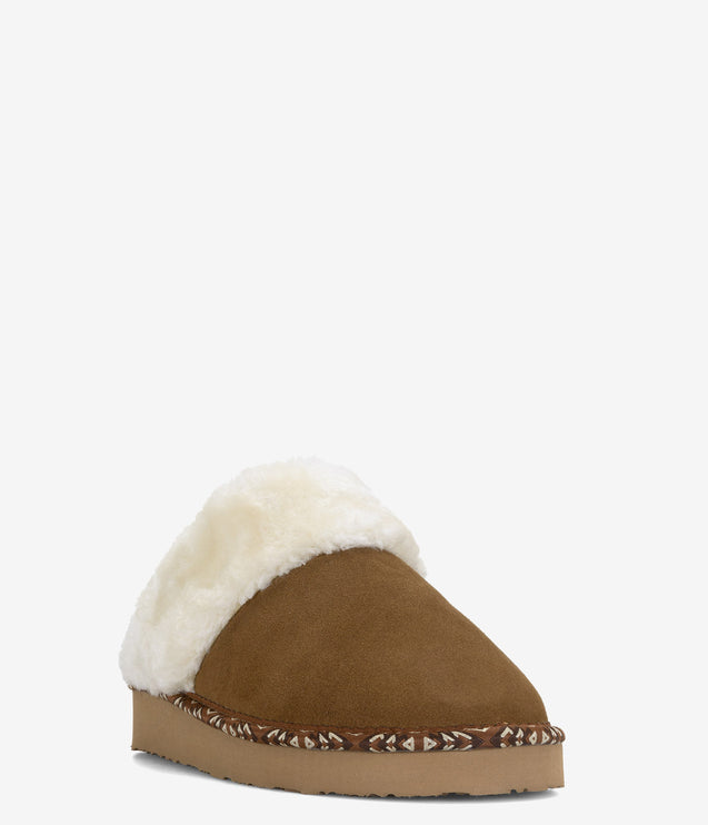 Minnetonka Cerise Suede Sherpa Slipper - Tan