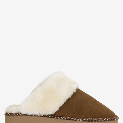 Minnetonka Cerise Suede Sherpa Slipper - Tan