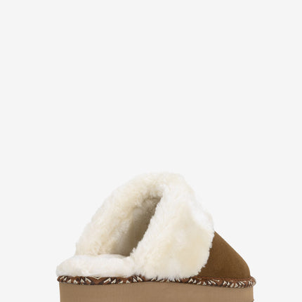 Minnetonka Cerise Suede Sherpa Slipper - Tan