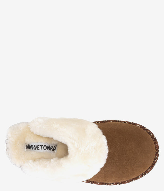 Minnetonka Cerise Suede Sherpa Slipper - Tan