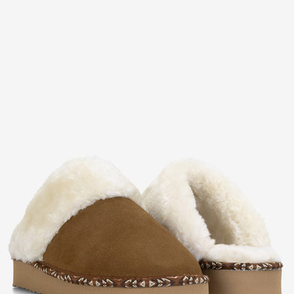 Minnetonka Cerise Suede Sherpa Slipper - Tan