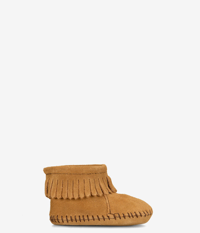 Minnetonka Infant and Toddler Back Flap Bootie - Tan