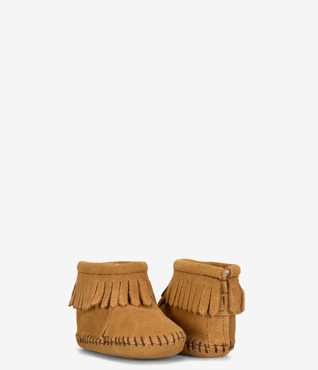 Minnetonka Infant and Toddler Back Flap Bootie - Tan
