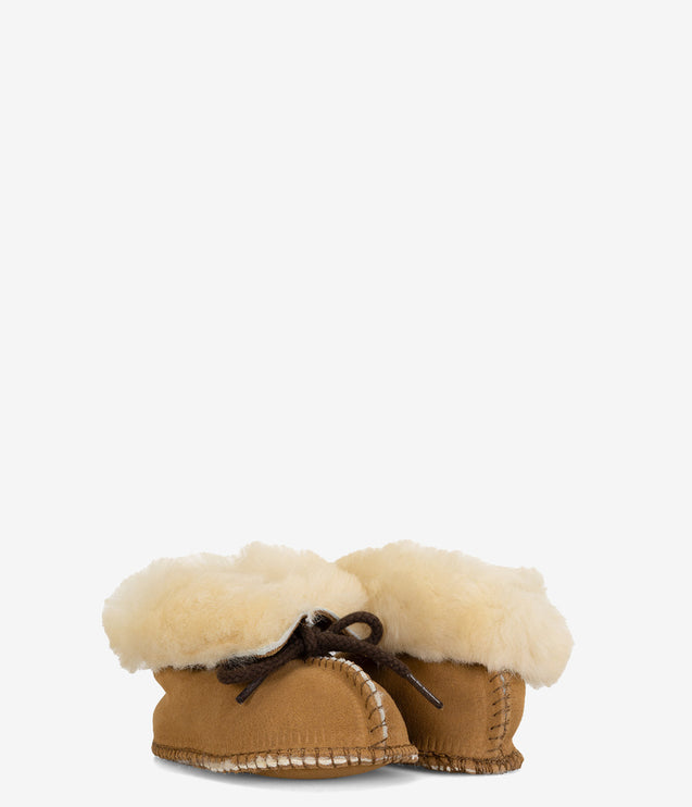 Minnetonka Infant Sheepskin Booties - Golden Tan