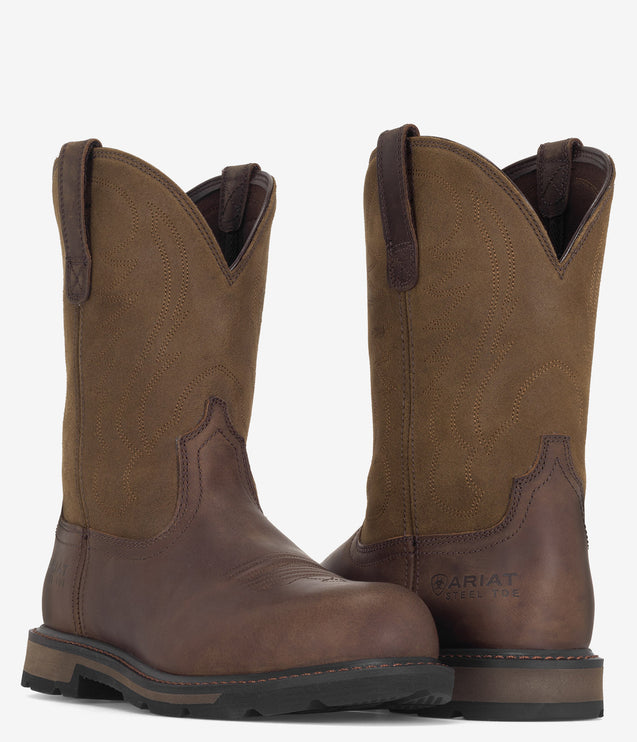 Ariat Groundbreaker Steel Safety Toe Pull-on Work Boot - Brown