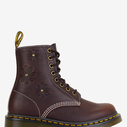 Dr. Martens 1460 Pascal Flower Embossed Grizzly Leather Boots - Women