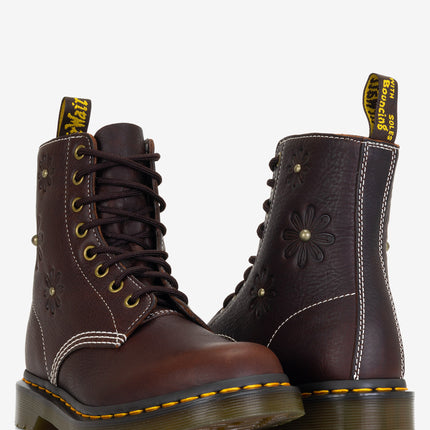 Dr. Martens 1460 Pascal Flower Embossed Grizzly Leather Boots - Women