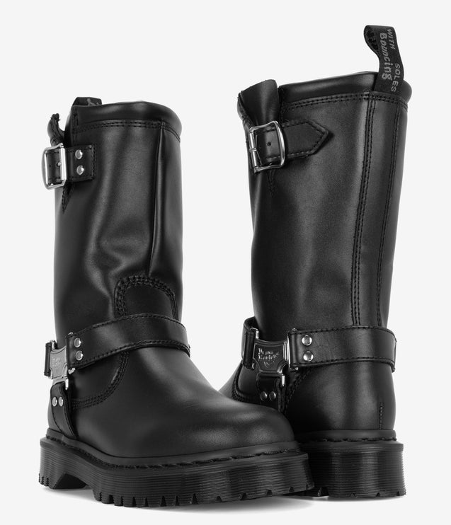 Dr. Martens Anistone Hi Leather Biker Boots - Black