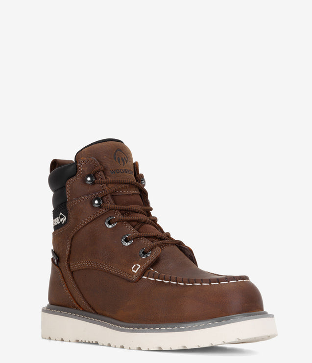 Wolverine Trade Wedge 6" Moc-Toe Steel Toe Waterproof Work Boot - Sudan Brown
