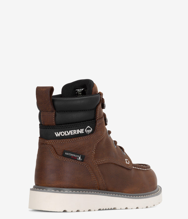 Wolverine Trade Wedge 6" Moc-Toe Steel Toe Waterproof Work Boot - Sudan Brown