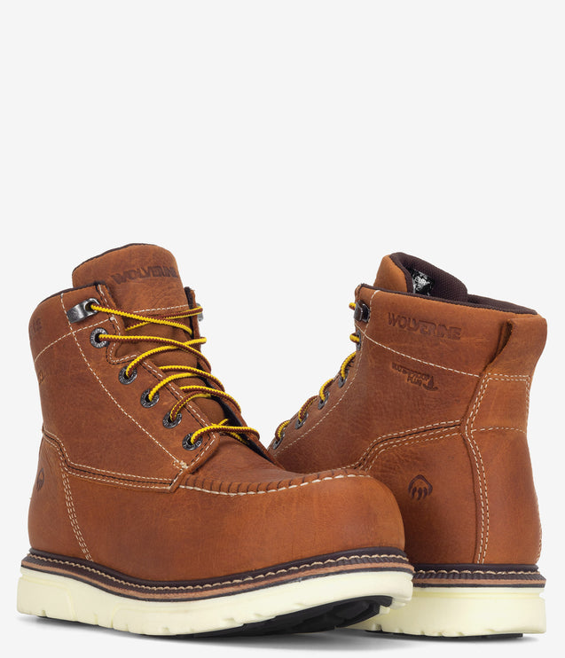 Wolverine I-90 Durashocks Moc-Toe CarbonMax 6" WP Work Boot - Tan