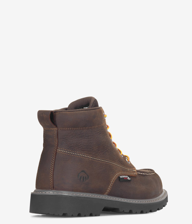 Wolverine Floorhand Moc-Toe 6" Steel Toe Waterproof Work Boot - Dark Coffee