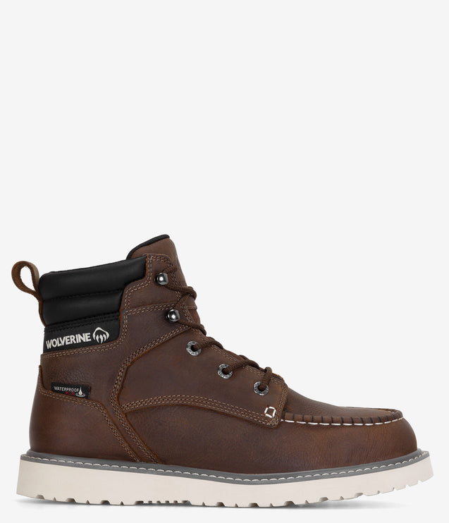 Wolverine Trade Wedge 6" Moc-Toe Steel Toe Waterproof Work Boot - Sudan Brown