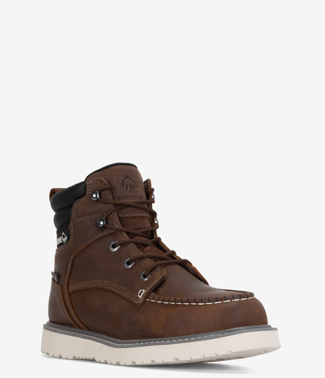 Wolverine Trade Wedge 6" Moc-Toe Steel Toe Waterproof Work Boot - Sudan Brown