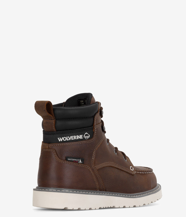Wolverine Trade Wedge 6" Moc-Toe Steel Toe Waterproof Work Boot - Sudan Brown