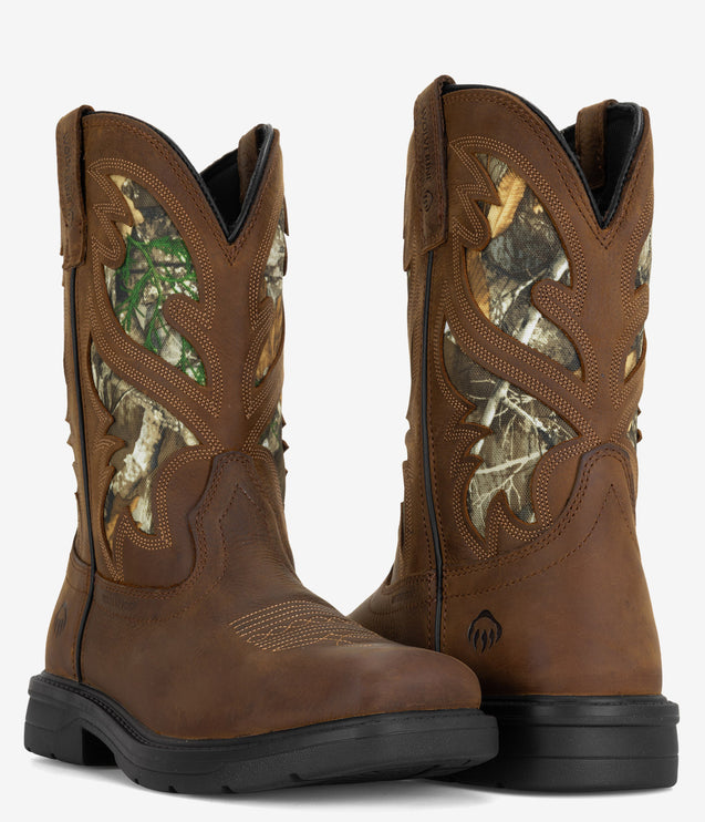 Wolverine Rancher Level Pull-On Steel-Toe Work Wellington - Brown