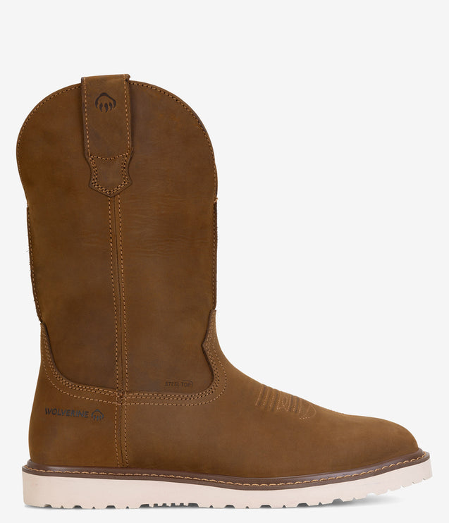 Wolverine Bronc Wedge Pull-On Steel Toe Work Wellington - Birch