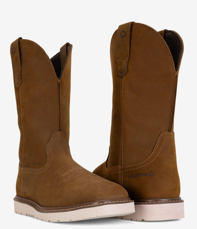 Wolverine Bronc Wedge Pull-On Steel Toe Work Wellington - Birch
