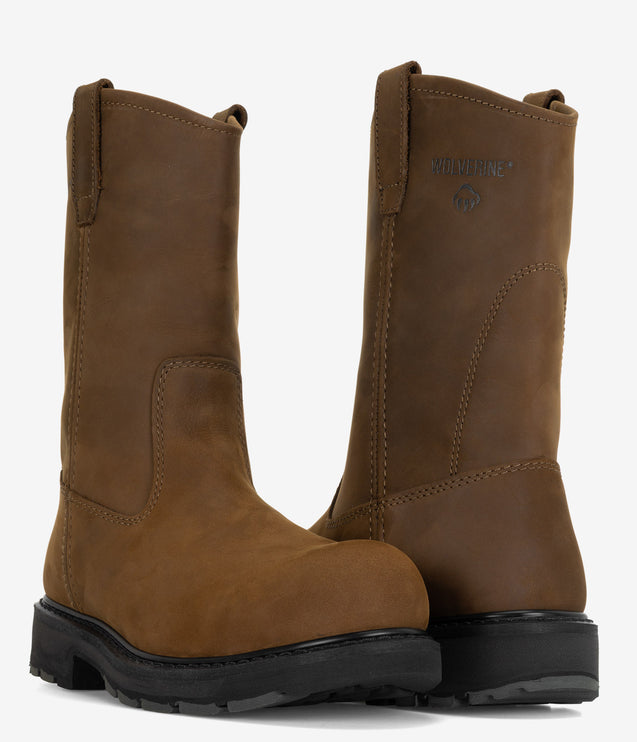 Wolverine 10" Wellington Steel Toe Work Boot - Brown