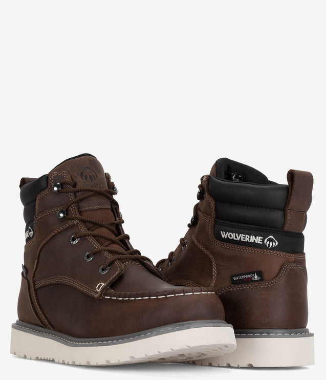 Wolverine Trade Wedge 6" Moc-Toe Waterproof Work Boot - Sudan Brown